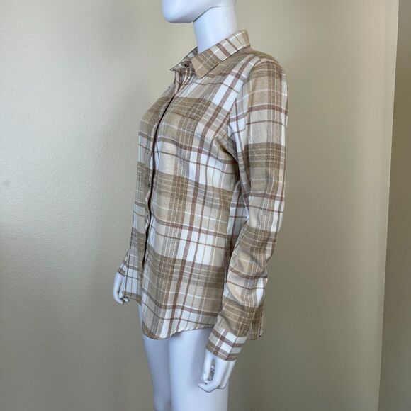 Kuhl Kamila Flannel Women Size M Copper Plaid Button Up Outdoor Casual Top Hike - Picture 12 of 16